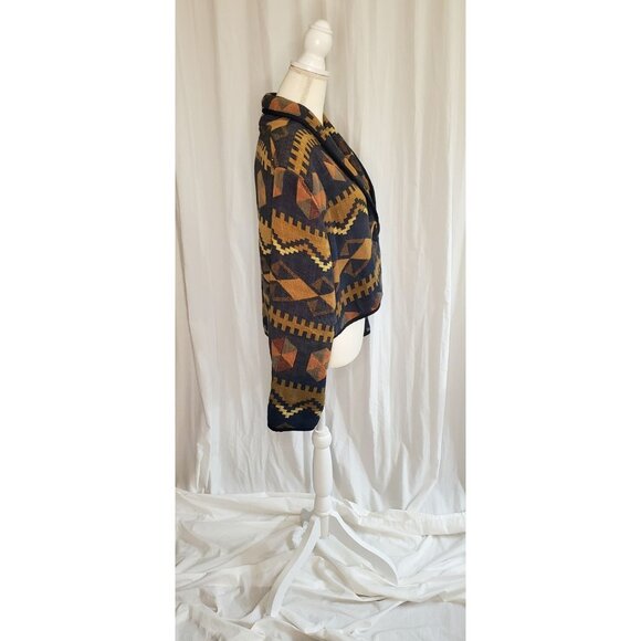 Vtg Keren Hart Aztec Tapestry Embroidered Jacket Womens Med. Button Up Cropped - Picture 6 of 14